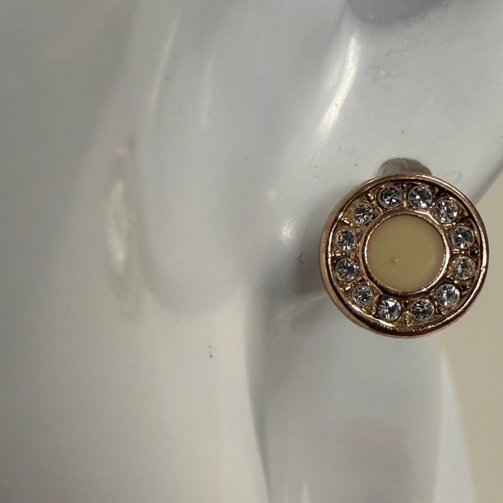 Pierre Cardin Gold and Cream Circle Earrings